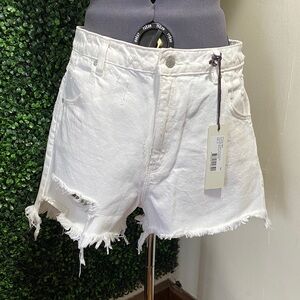 ROLLA White Distressed Denim Shorts